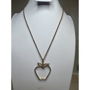 Vtg Sarah Coventry Apple Pendant Chain Gold Tone Necklace Costume Jewelry 24''